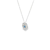 14k White Gold 0.50ctw MT Yogo Sapphire Halo Necklace