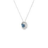 14k White Gold 0.50ctw MT Yogo Sapphire Halo Necklace