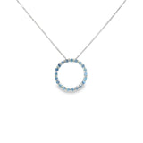 14k White Gold 0.33ctw MT Yogo Sapphire Circle Pendant