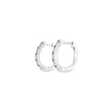 14k White Gold Small Hoop 0.3 ctw MT Yogo Sapphire Earrings