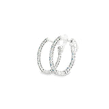 14k White Gold Medium Hoop 0.58 ctw MT Yogo Sapphire Earrings