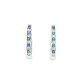 14k White Gold Medium Hoop 0.79 ctw MT Yogo Sapphire Earrings