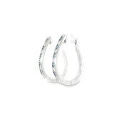 14k White Gold Medium Hoop 0.79 ctw MT Yogo Sapphire Earrings