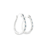 14k White Gold Medium Hoop 0.79 ctw MT Yogo Sapphire Earrings
