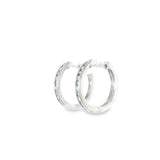 14k White Gold Medium Hoop 0.5 ctw MT Yogo Sapphire Earrings