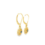 14k Yellow Gold Dangle 0.37 ctw MT Yogo Sapphire Earrings