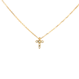 14k Yellow Gold 0.24ctw MT Yogo Sapphire Cross Necklace