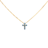 14k Yellow Gold 0.24ctw MT Yogo Sapphire Cross Necklace