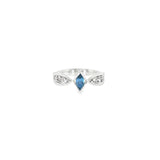 14k White Gold Geometric 0.27ctw MT Yogo Sapphire Women's Ring