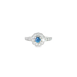 14k White Gold Halo 0.37ctw MT Yogo Sapphire Women's Ring