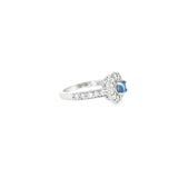 14k White Gold Halo 0.37ctw MT Yogo Sapphire Women's Ring