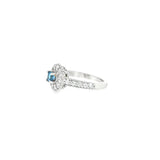 14k White Gold Halo 0.37ctw MT Yogo Sapphire Women's Ring