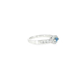14k White Gold Halo 0.20ctw MT Yogo Sapphire Women's Ring