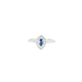 14k White Gold Vintage Inspired 0.21ctw MT Yogo Sapphire Women's Ring