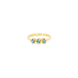 14k Yellow Gold 3 Stone 0.20ctw MT Yogo Sapphire Women's Ring