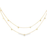 14k Yellow Gold 0.33 ctw Diamond Double Strand Station Necklace