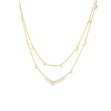 14k Yellow Gold 0.33 ctw Diamond Double Strand Station Necklace