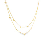 14k Yellow Gold 0.33 ctw Diamond Double Strand Station Necklace