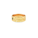 14k Yellow Gold 0.07 ctw Nature Inspired MT Yogo Sapphire Men's Ring