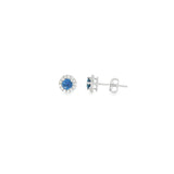 14k White Gold Halo 0.50 ctw MT Yogo Sapphire Earrings