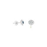 14k White Gold Halo 0.67 ctw MT Yogo Sapphire Earrings
