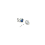 14k White Gold Halo 0.67 ctw MT Yogo Sapphire Earrings