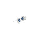 14k White Gold Halo 0.67 ctw MT Yogo Sapphire Earrings