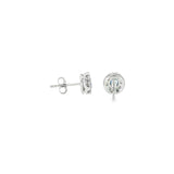 14k White Gold Halo 0.375 ctw MT Yogo Sapphire Earrings