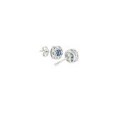 14k White Gold Halo 0.375 ctw MT Yogo Sapphire Earrings