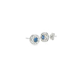 14k White Gold Halo 0.375 ctw MT Yogo Sapphire Earrings