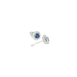 14k White Gold Halo 0.67 ctw MT Yogo Sapphire Earrings