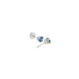 14k White Gold Stud 0.81 ctw MT Yogo Sapphire Earrings