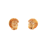 14k Yellow Gold Pearl Button Earrings