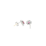 14k White Gold Pink Tourmaline Halo Earrings