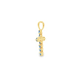 14k Yellow Gold 0.57ctw MT Yogo Sapphire Cross Pendant