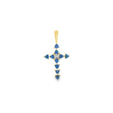 14k Yellow Gold 0.57ctw MT Yogo Sapphire Cross Pendant
