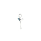 14k White Gold 0.07ctw MT Yogo Sapphire Cross Pendant