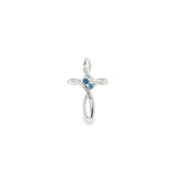 14k White Gold 0.07ctw MT Yogo Sapphire Cross Pendant