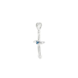 14k White Gold 0.07ctw MT Yogo Sapphire Cross Pendant