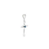 14k White Gold 0.07ctw MT Yogo Sapphire Cross Pendant