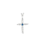 14k White Gold 0.07ctw MT Yogo Sapphire Cross Pendant