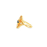 14k Yellow Gold Vintage Inspired 0.18ctw MT Yogo Sapphire Women's Ring