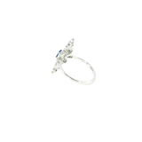 14k White Gold Vintage Inspired 0.23ctw MT Yogo Sapphire Women's Ring