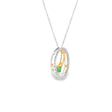 10k Two-tone 0.10ctw Emerald Circle Necklace
