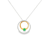 10k Two-tone 0.10ctw Emerald Circle Necklace