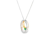 10k Two-tone 0.10ctw Emerald Circle Necklace