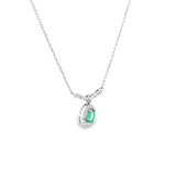 14k White Gold 0.33ctw Emerald Vintage Inspired Pendant
