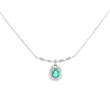 14k White Gold 0.33ctw Emerald Vintage Inspired Pendant