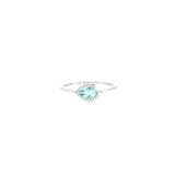 14k White Gold 0.42ctw Aquamarine Halo Women's Ring