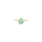 14k Yellow Gold 0.49ctw Aquamarine Halo Women's Ring
